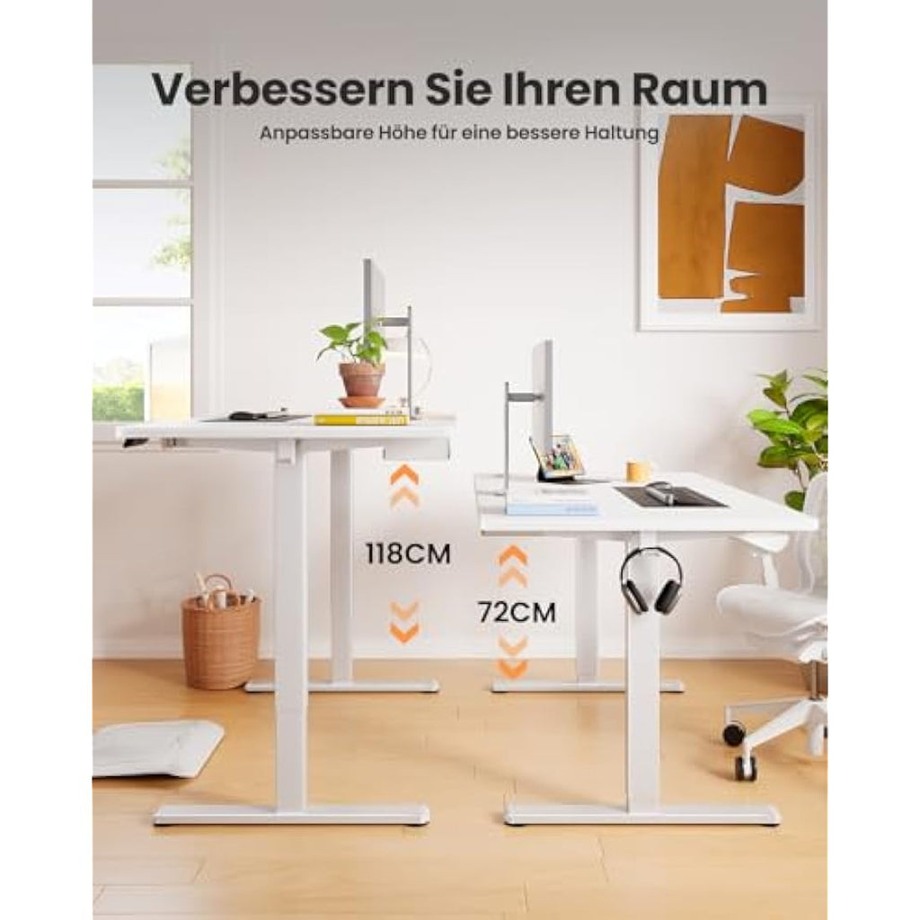 ErGear Electric Standing Desk | 140x80cm Height Adjustable Table with Drawer