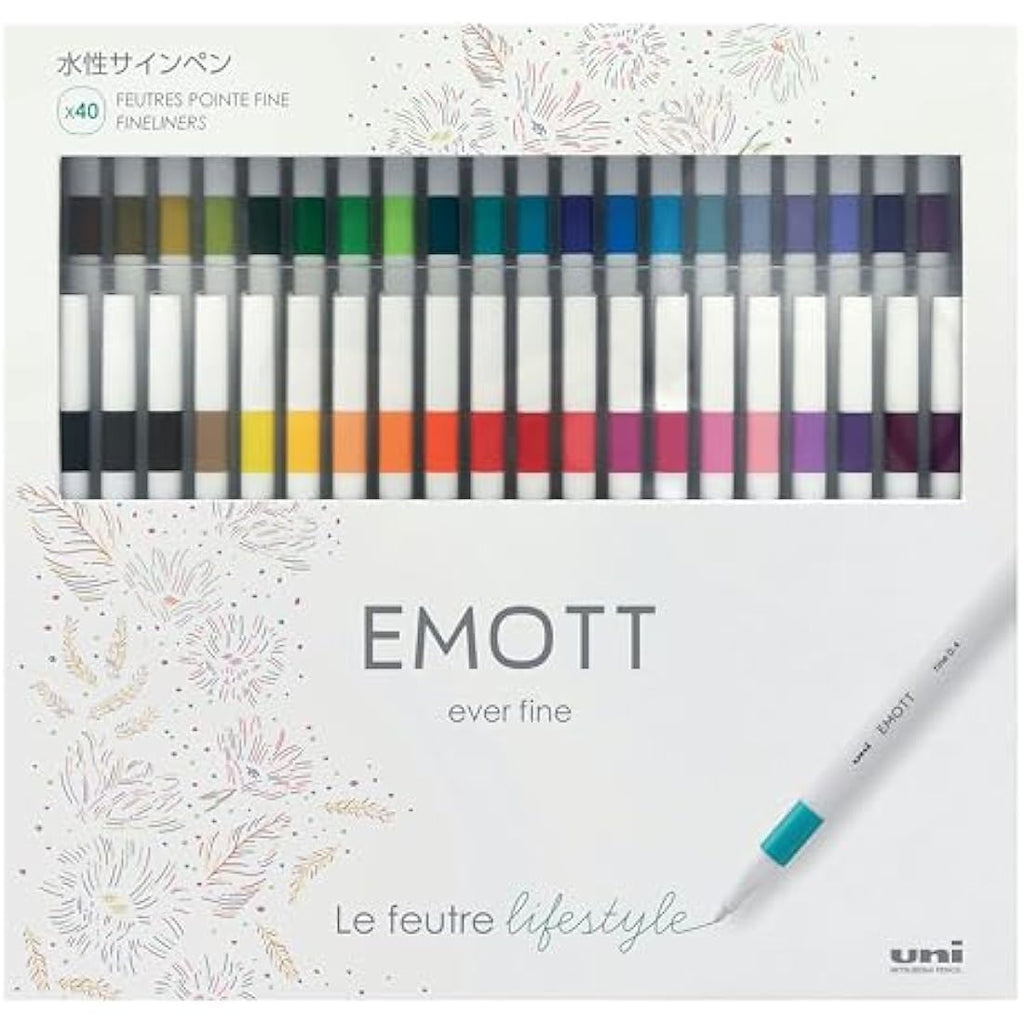 Uni-ball Emott Fineliner Pens – 40 Color Set – 0.4mm Fine Tip Drawing Pens