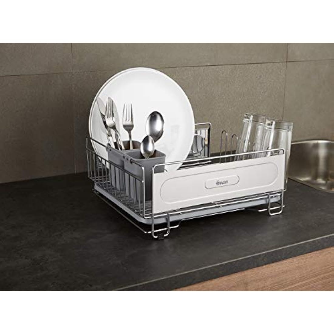 Swan Chrome Dish Rack – Rust Resistant Drainer with Drip Tray
