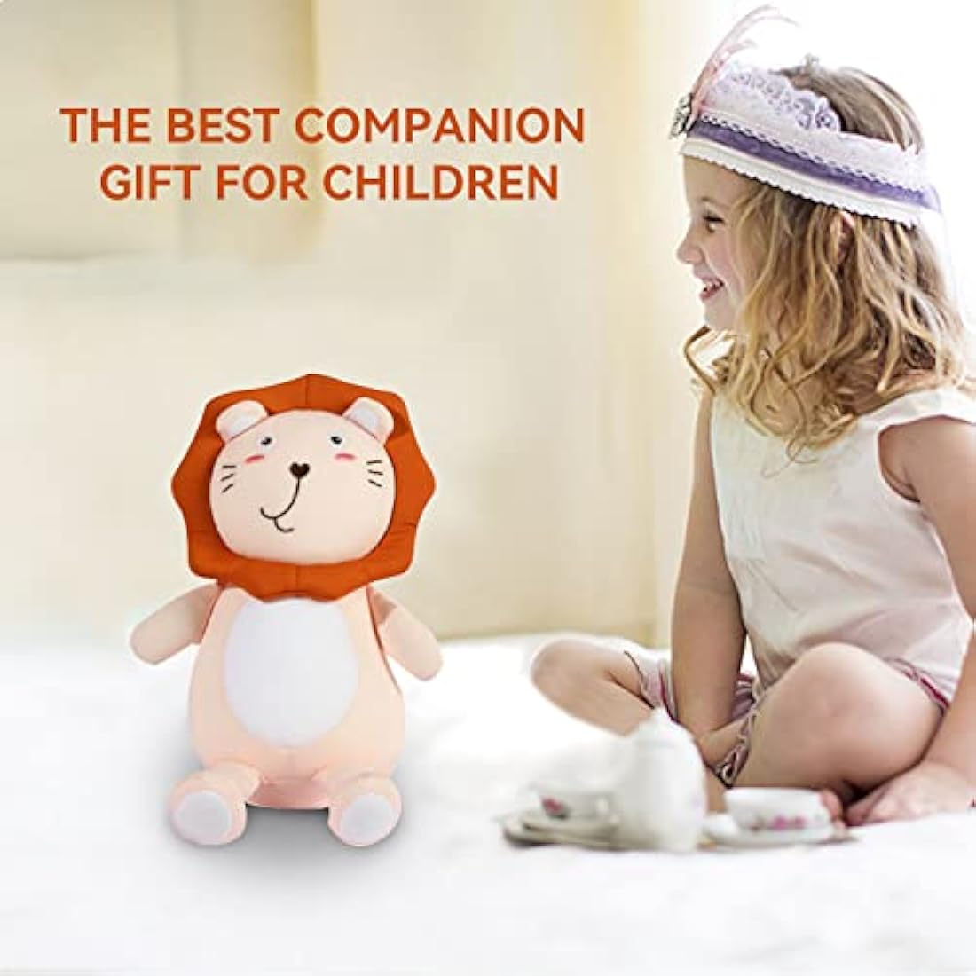 JOYRAVO 2-in-1 Kids Travel Pillow | Convertible Animal Plushie – Pink Lion