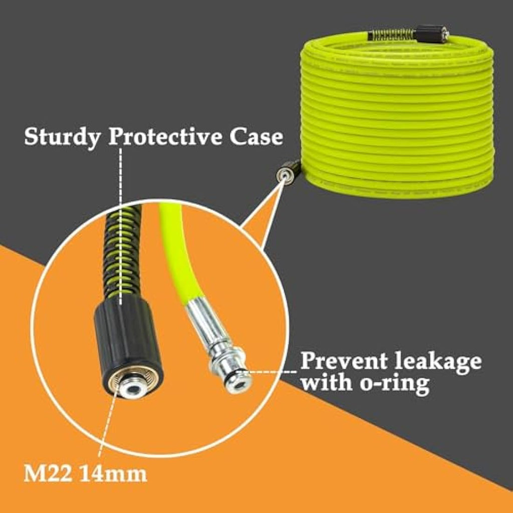 M MINGLE Pressure Washer Hose – 50 FT x 1/4" 3600 PSI with M22 Fittings