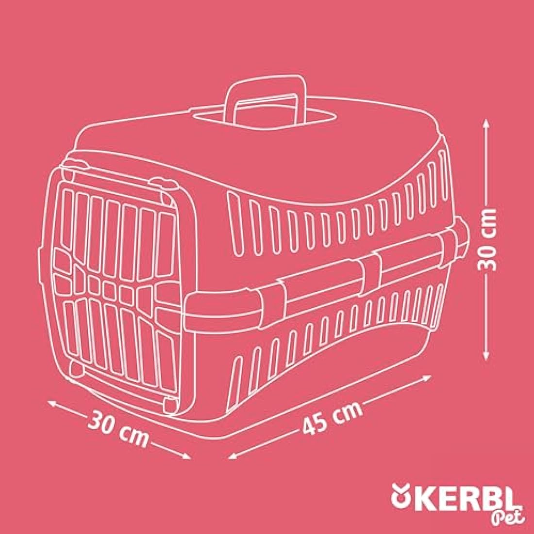 Kerbl Expedition Pet Transport Box | Plastic Door | 45x30x30cm - Creme
