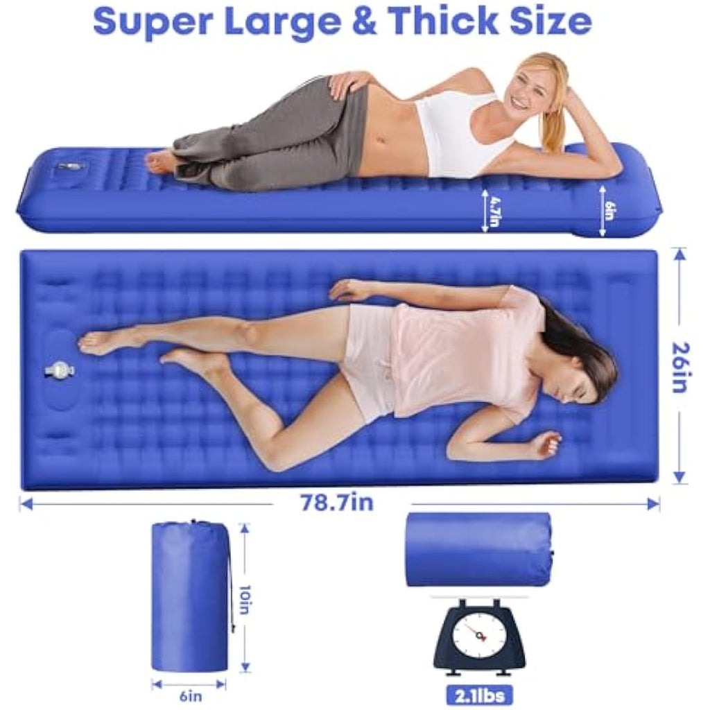 MAMBAKOTR Camping Sleeping Pad – Extra Thick Inflatable Mattress with Pump