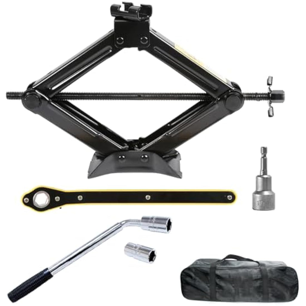 LEADSTAND 2-Ton Scissor Jack Kit with Lug Wrench and Drill Adapter