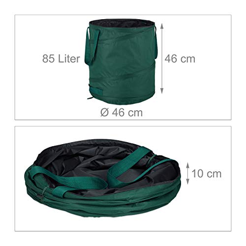 Relaxdays Pop-up Garden Waste Sacks - Set of 3 Heavy-Duty 85L Leaf Bags