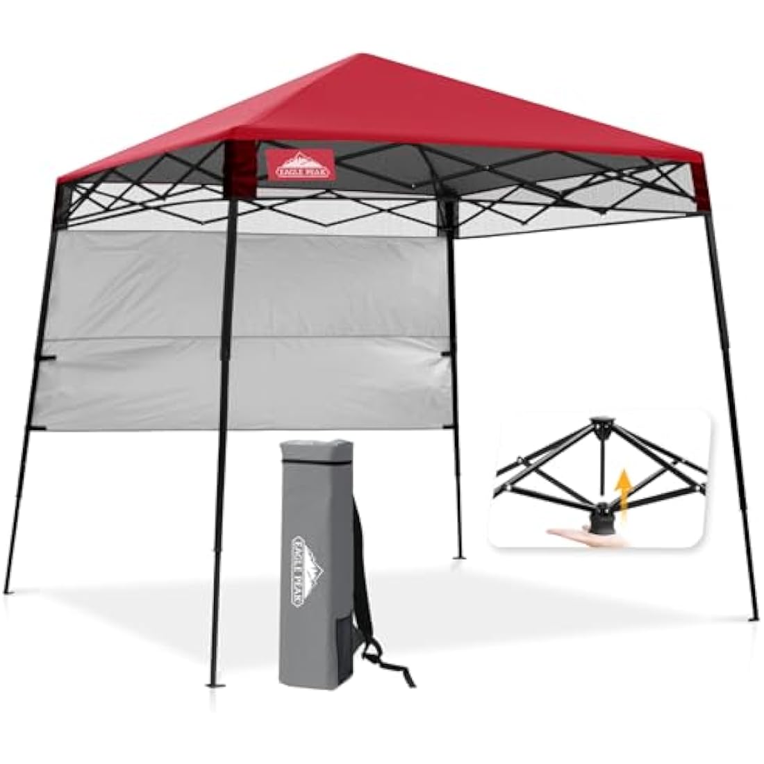 EAGLE PEAK 8x8 Slant Leg Portable Canopy with Backpack Case - Red