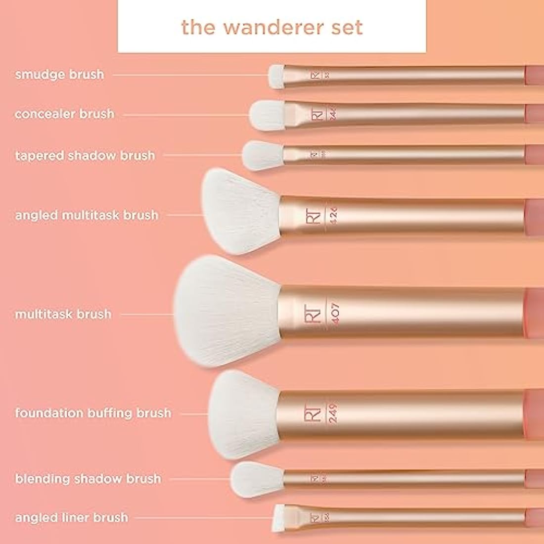 Real Techniques The Wanderer Makeup Brush Kit | 8-Piece Travel Set