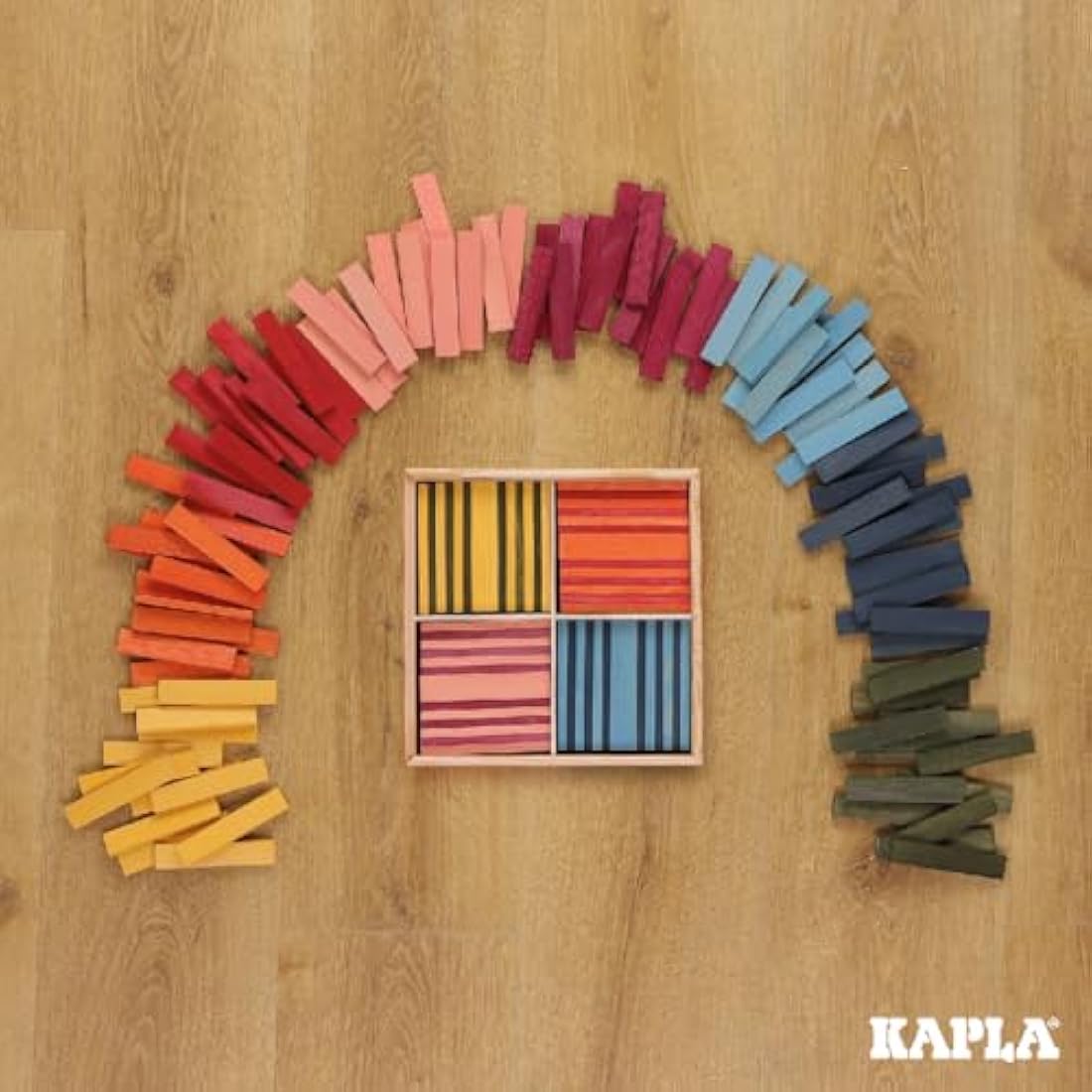 KAPLA Octocolor 100-Piece Wooden Construction Set – 8 Colors