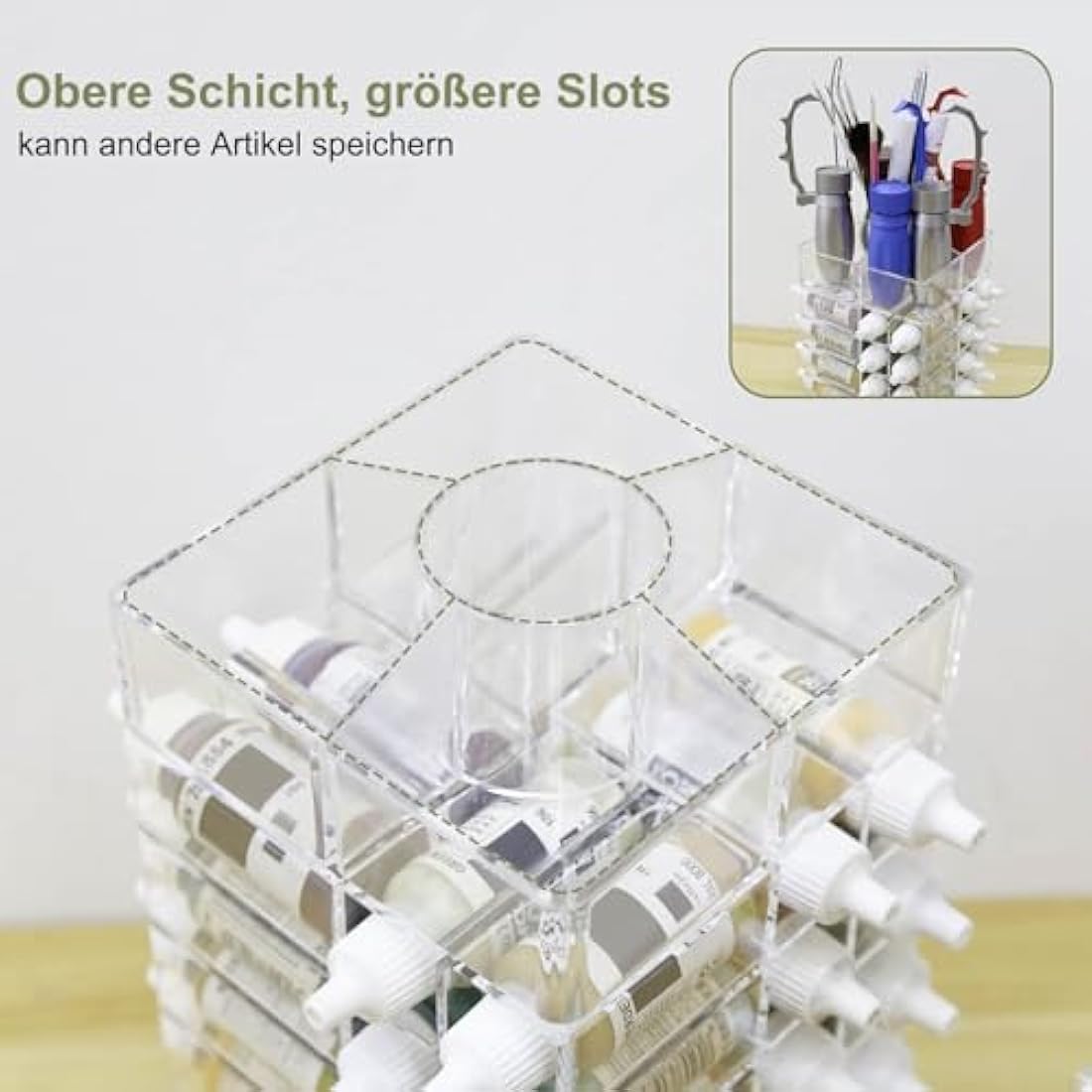 Evemodel 6-Tier Acrylic Spinning Paint Rack Organizer - 84 Bottle Holder