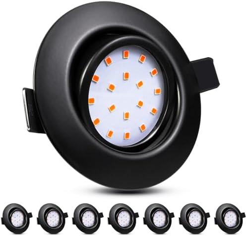 HiBay 8-Pack LED Downlights – Ultra Slim 5W Tilt Recessed Spotlights, Black