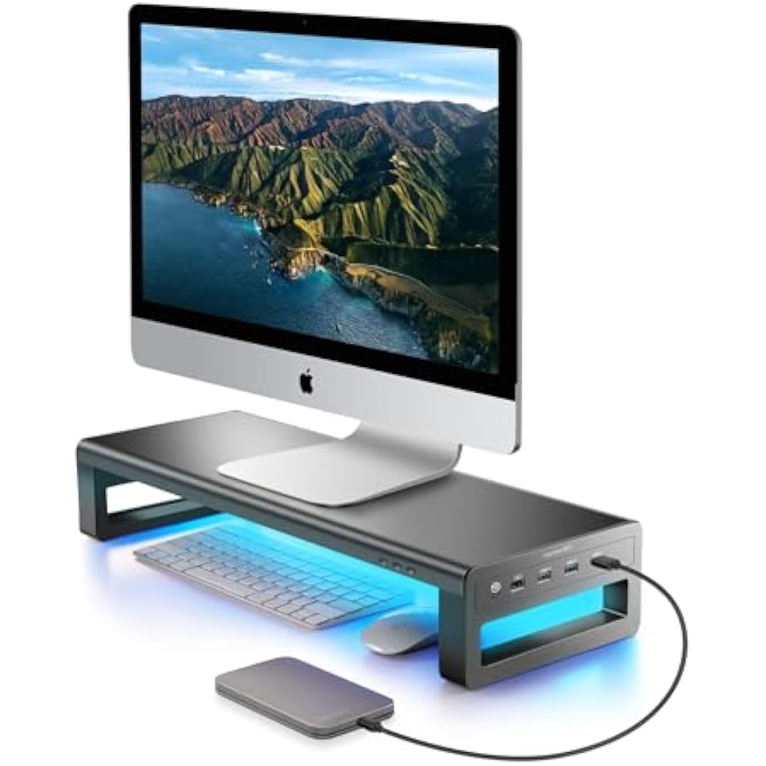 Vaydeer Aluminum Monitor Stand Riser with 4 USB 3.0 Ports – Black