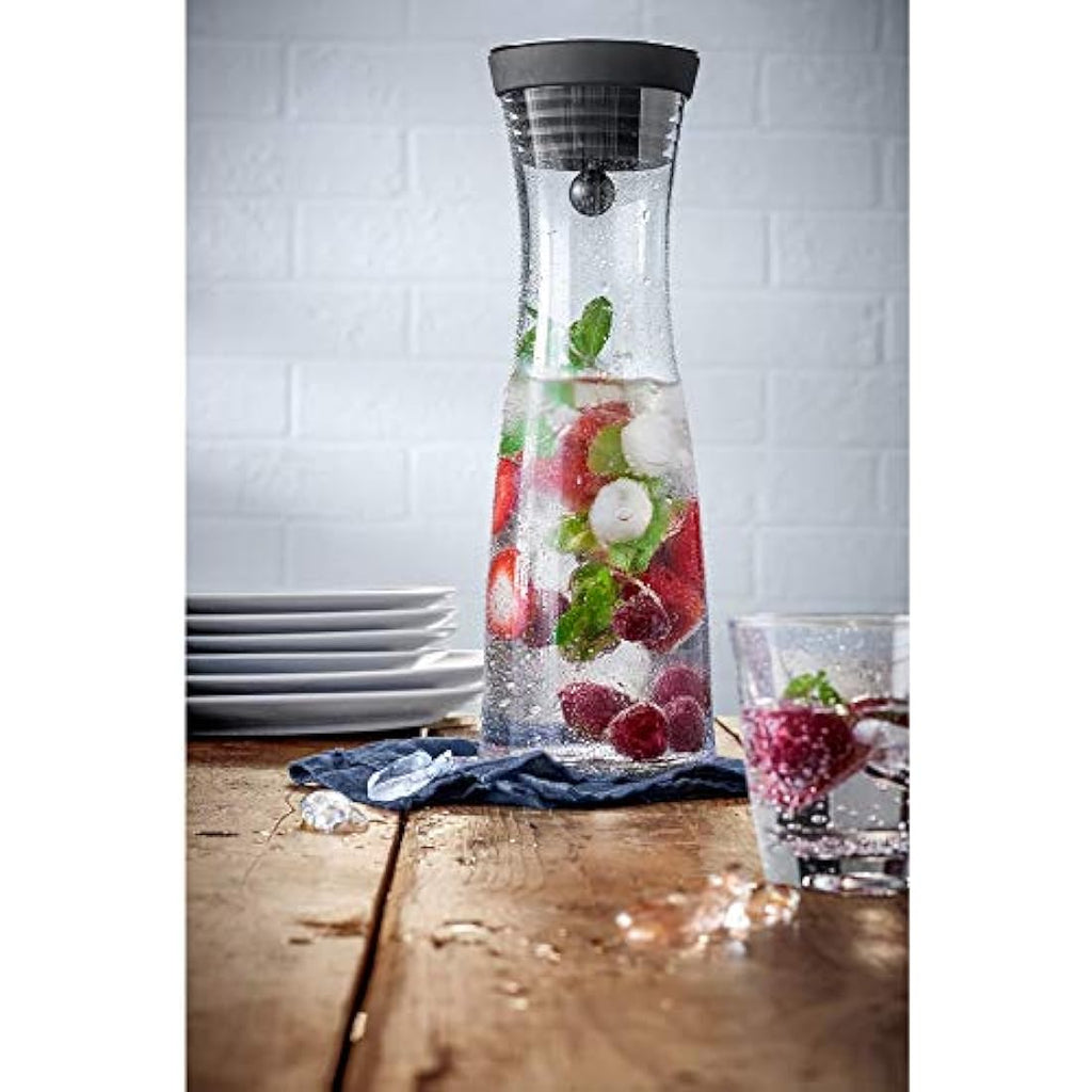 WMF Basic Glass Water Decanter 1L | Stainless Steel Close-Up Stopper