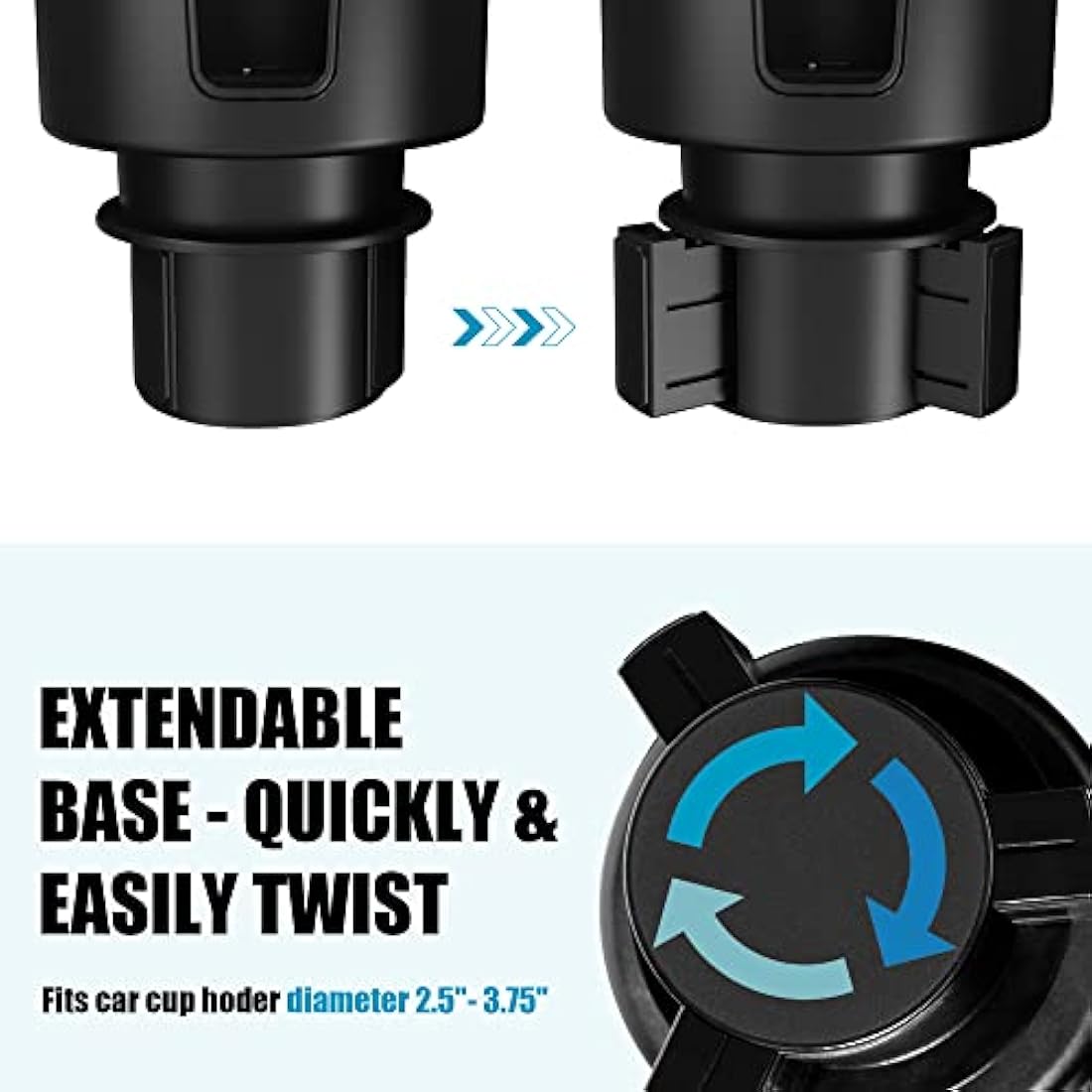 Seven Sparta Car Cup Holder Expander with Offset Adjustable Base