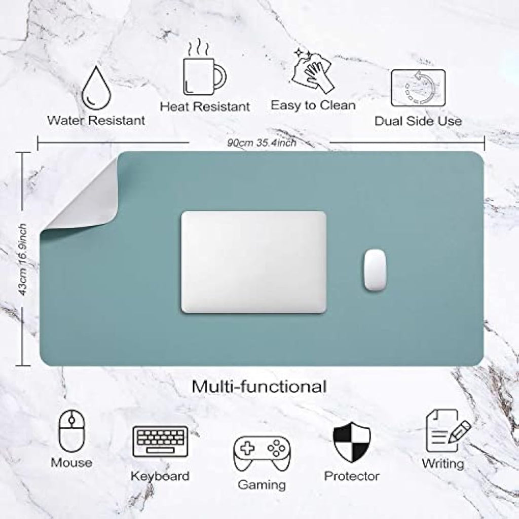 DOBAOJIA Large PU Leather Desk Pad | Waterproof Dual-Side Mat, Grey
