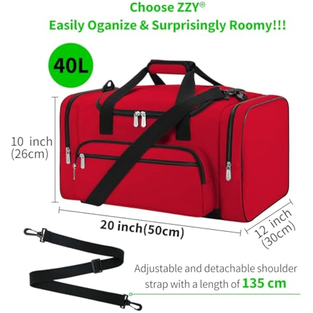 Sport Gym Duffle Bag | 40L Red Weekender Holdall