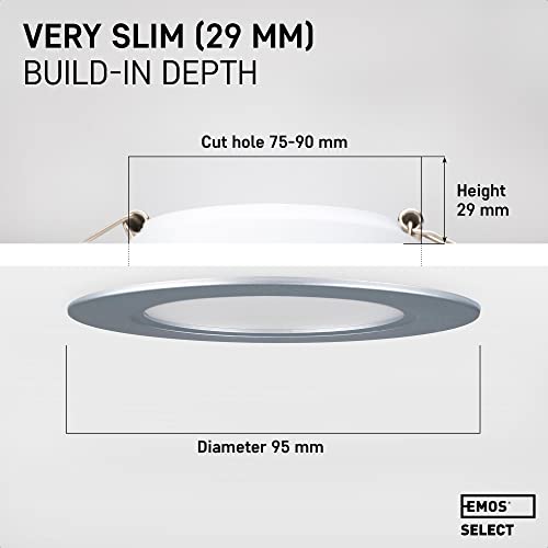 EMOS LED Recessed Downlights – IP54 Waterproof Bathroom Spotlights, Set of 6