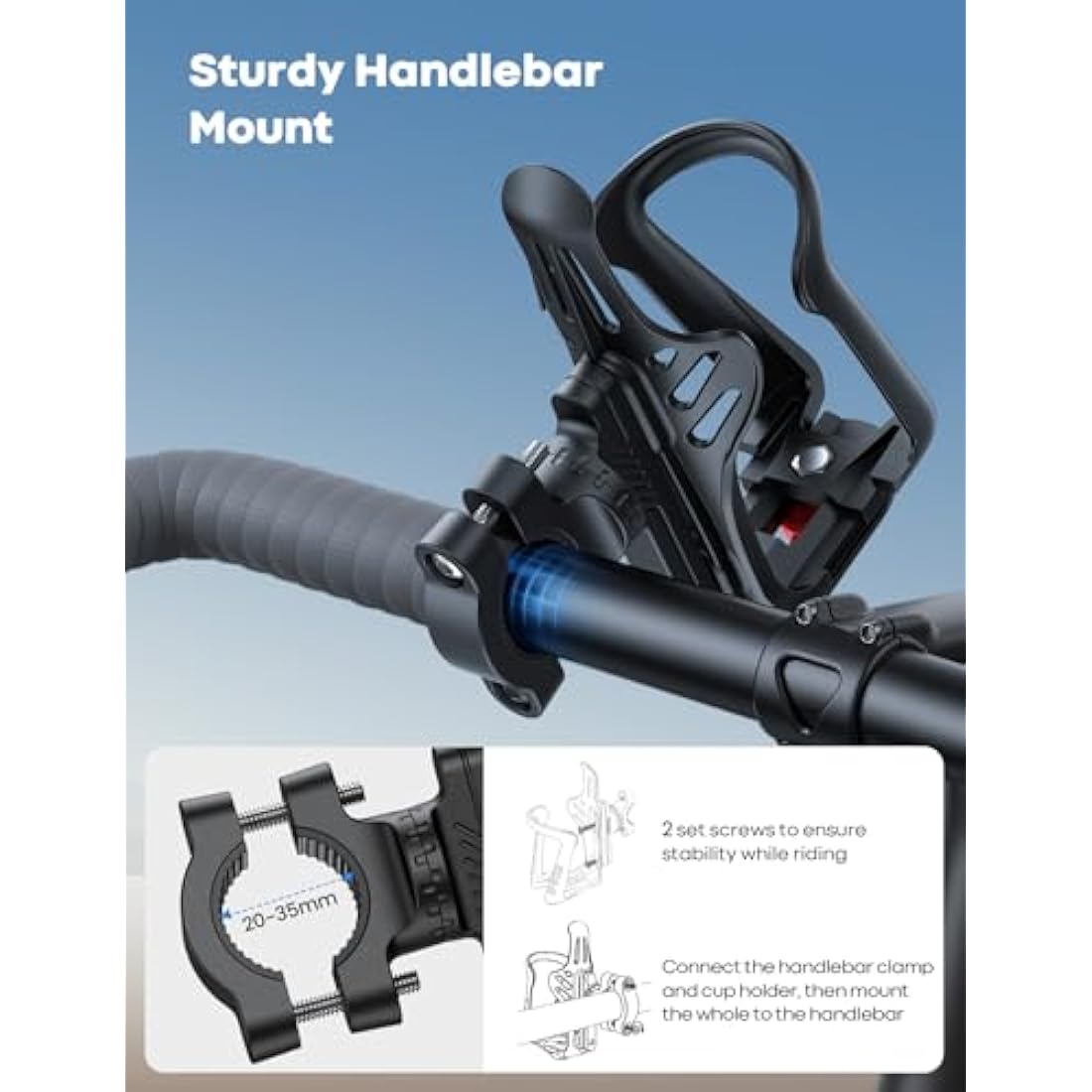 Lamicall Adjustable Bike Water Bottle Holder | Handlebar & Frame Mount