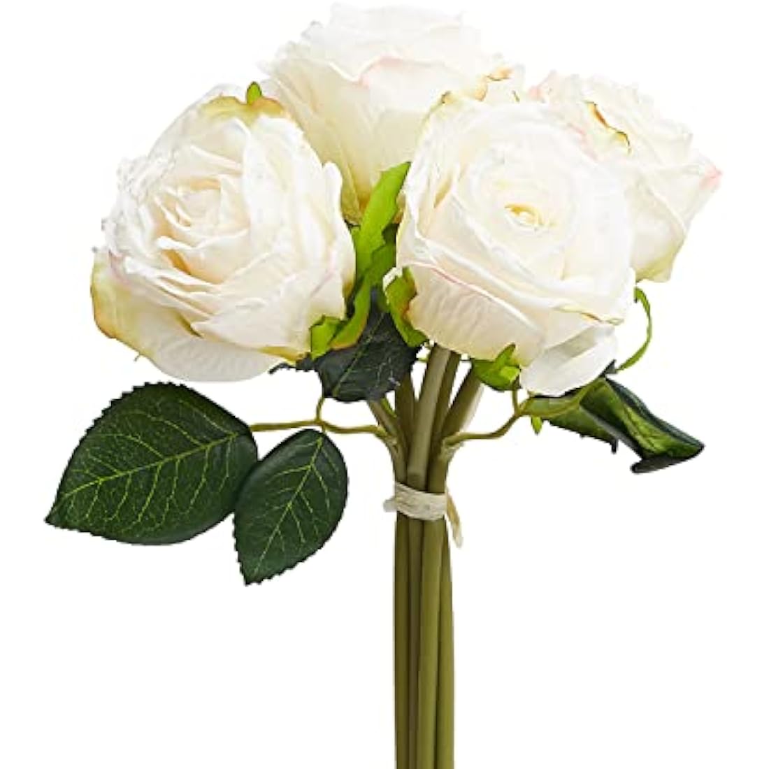 – 7-Piece Artificial Silk Rose Bouquet for Cake Decor (Ivory)