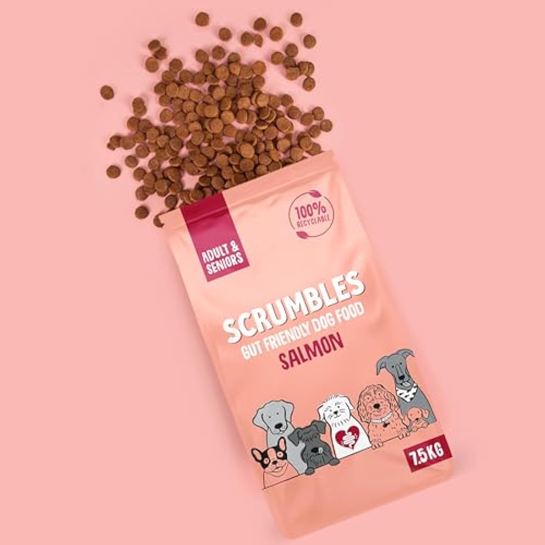 Scrumbles Grain Free Salmon Dry Dog Food for Sensitive Digestion – 7.5kg