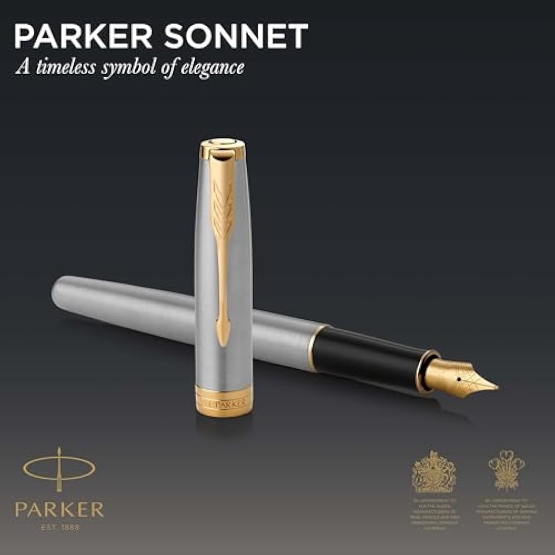 Parker Sonnet Fountain Pen – Stainless Steel & Gold Trim, Fine Nib