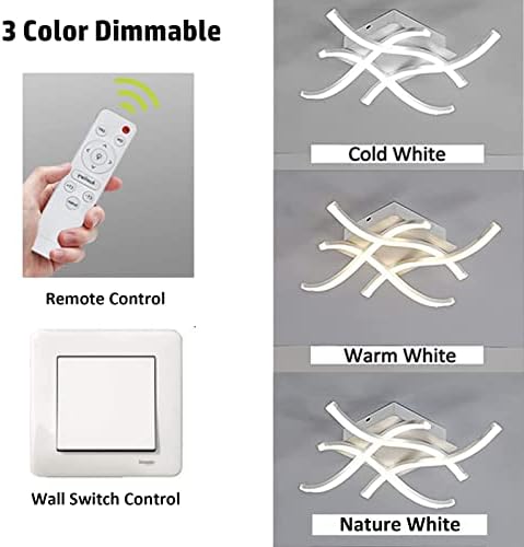 Jolof Store LED Ceiling Light – Dimmable 24W Curved Modern Metal Lamp