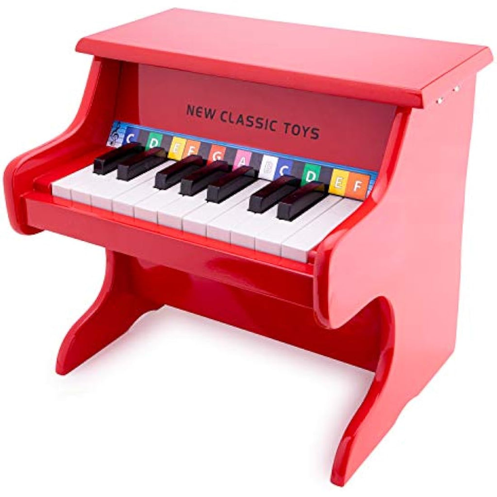 New Classic Toys Wooden Grand Piano for Toddlers with Music Book – Red