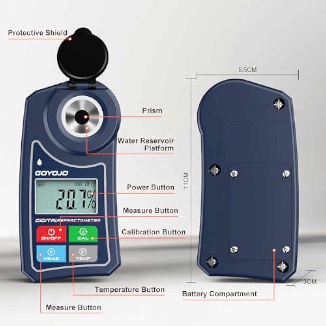 Digital Brix Refractometer | 0-55% Sugar Meter with ATC