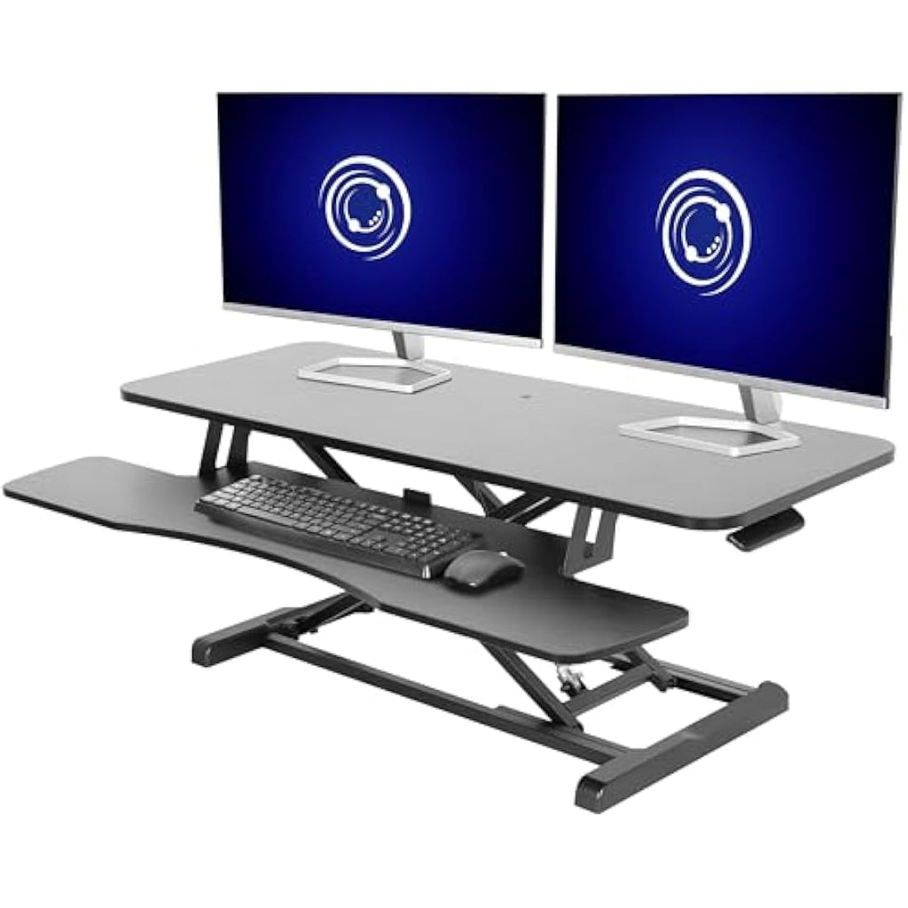 VIVO 107 cm Height Adjustable Standing Desk Converter - Dual Monitor Riser