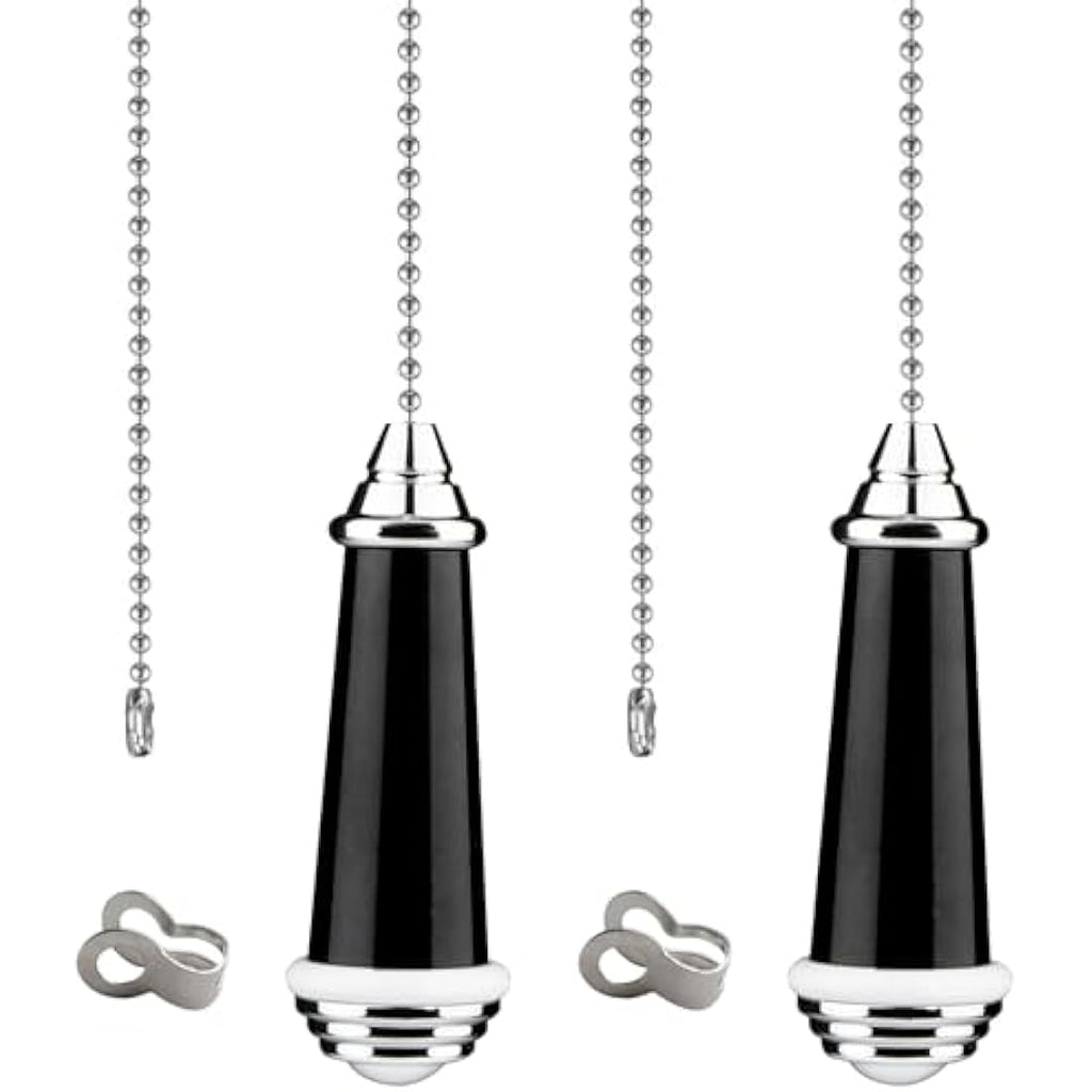 Jolof Store 2Pcs Light Pull Chain Extension - 85cm Black Chrome Handle