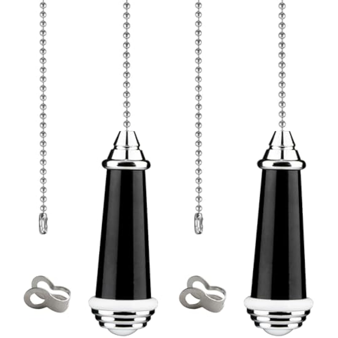Jolof Store 2Pcs Light Pull Chain Extension - 85cm Black Chrome Handle