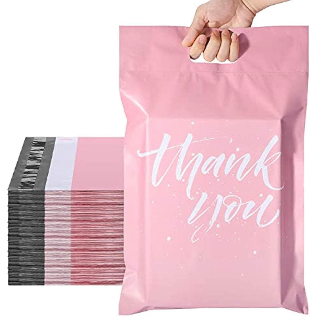 Switory Pink Poly Mailers with Handle | 10x13 Self-Seal Shipping Bags