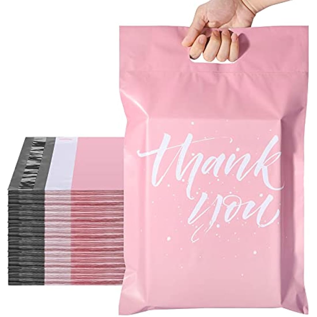Switory Pink Poly Mailers with Handle | 10x13 Self-Seal Shipping Bags