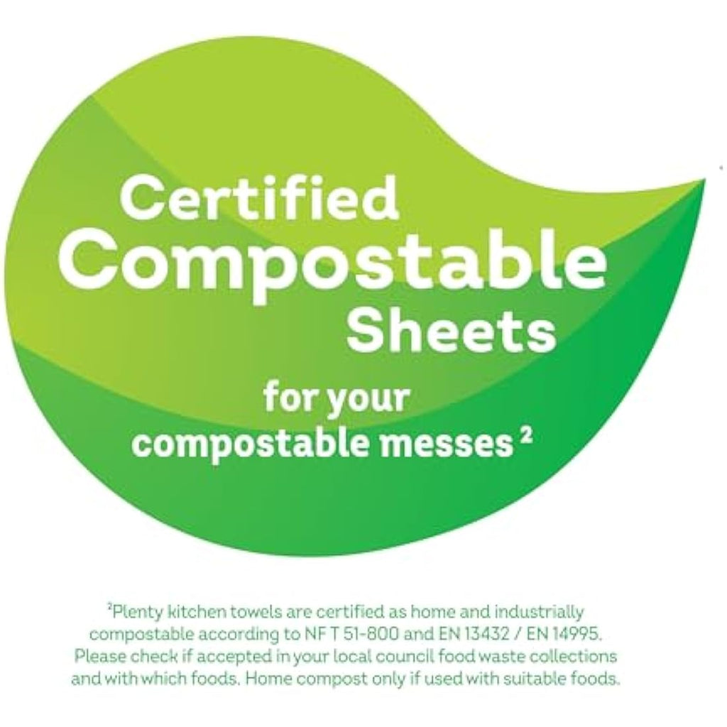 Plenty Kitchen Towel | 6 White Rolls | 2-Ply Absorbent Paper Sheets