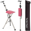 Ta-Da Chair PRO Walking Stick with Seat – Lightweight Folding Stool, Red