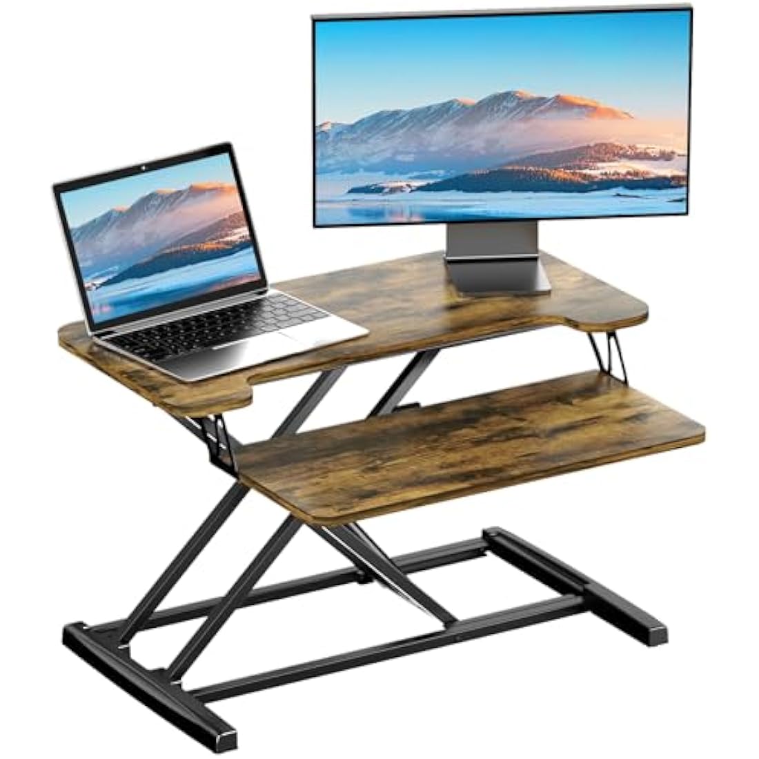PUTORSEN 32" Standing Desk Converter | Ergonomic Sit Stand Riser - Rustic