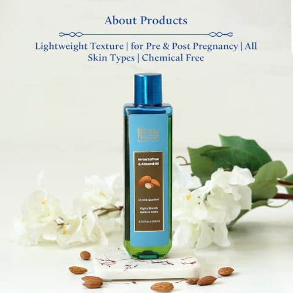 Blue Nectar Saffron & Almond Skin Firming Body Oil for Stretch Marks