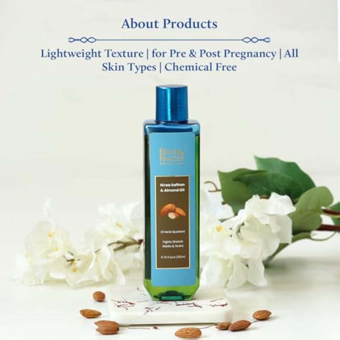 Blue Nectar Saffron & Almond Skin Firming Body Oil for Stretch Marks