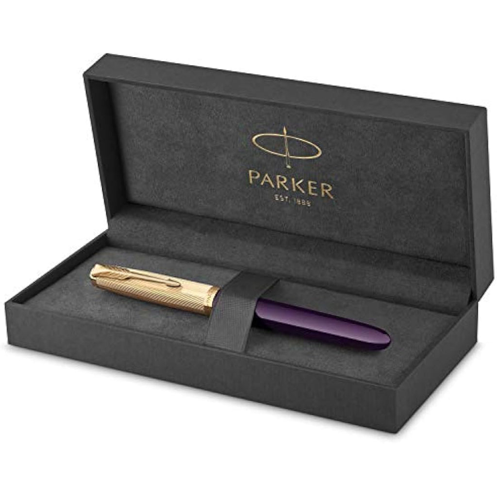 Parker 51 Fountain Pen – Deluxe Plum with 18k Gold Nib Gift Set