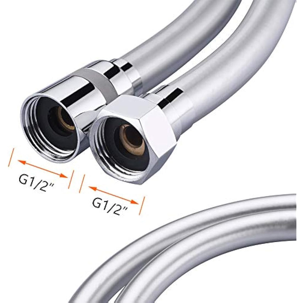 GRIFEMA 1.5m PVC Shower Hose – Anti-Kink Flexible Silver Replacement