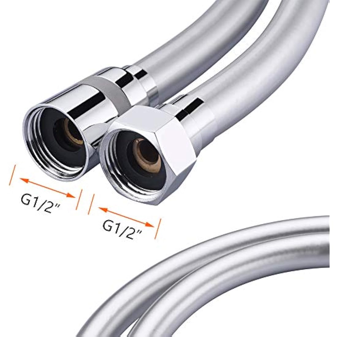 GRIFEMA 1.5m PVC Shower Hose – Anti-Kink Flexible Silver Replacement