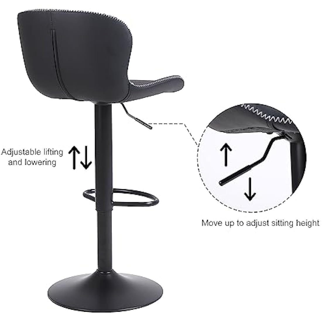 Jolof Store Swivel Bar Stools Set of 2 – Adjustable PU Leather Chairs