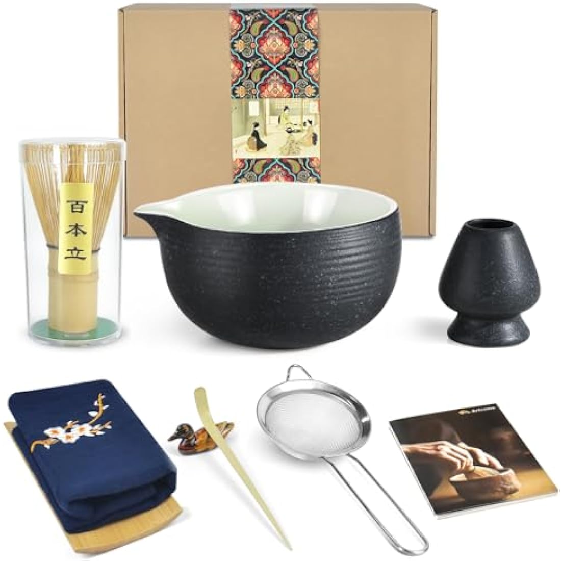 Jolof Store Bluestone Glaze Matcha Kit - 8pc Bamboo Tea Ceremony Set