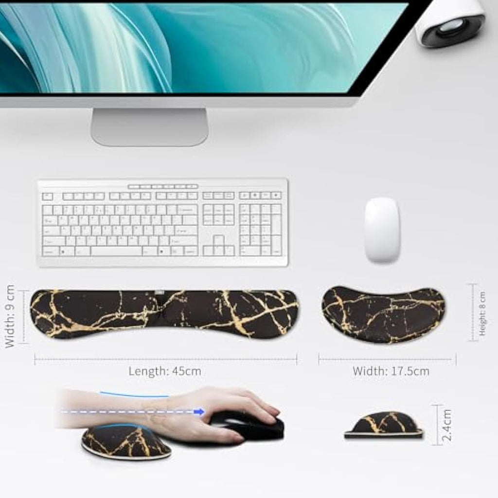 ZIBLY Ergonomic Keyboard and Mouse Wrist Rest Set – Memory Foam Support