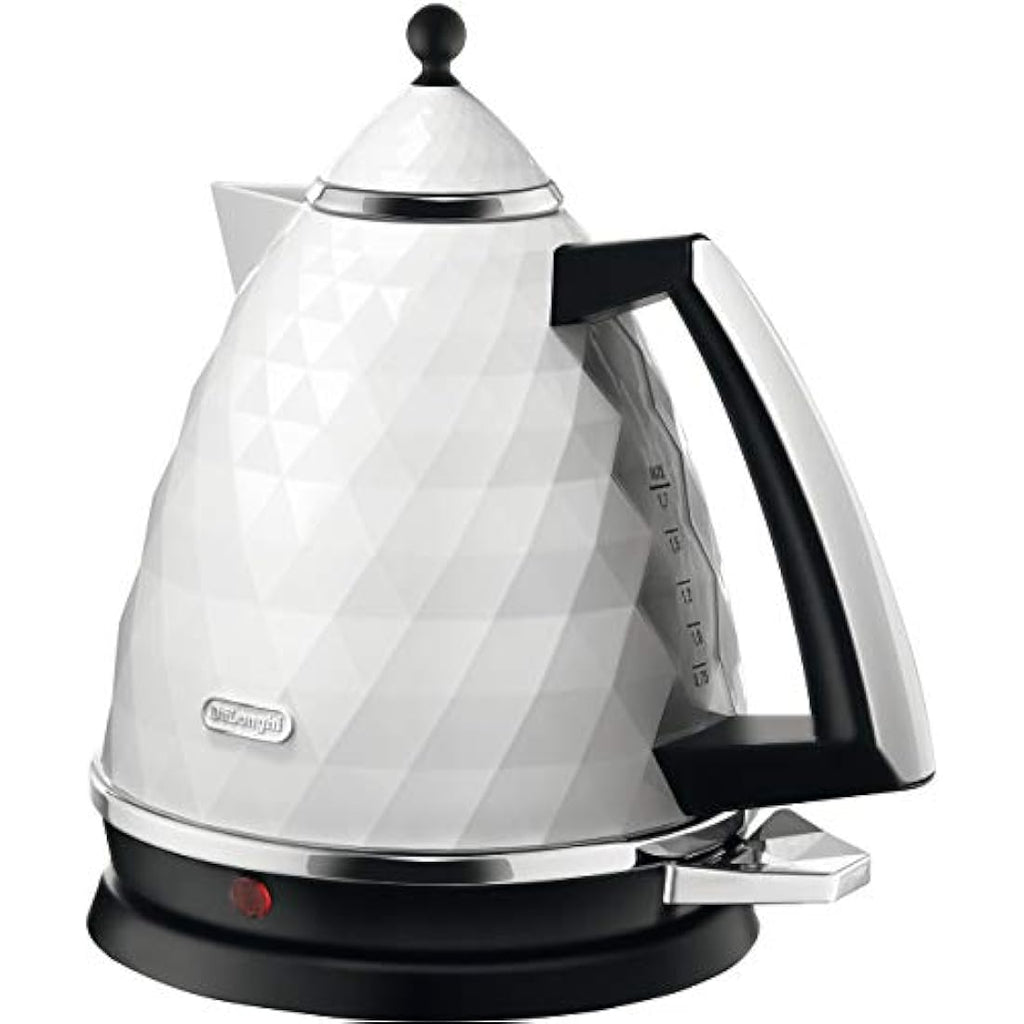 De'Longhi Brillante Electric Kettle – 1.7L Fast Boil White & Chrome