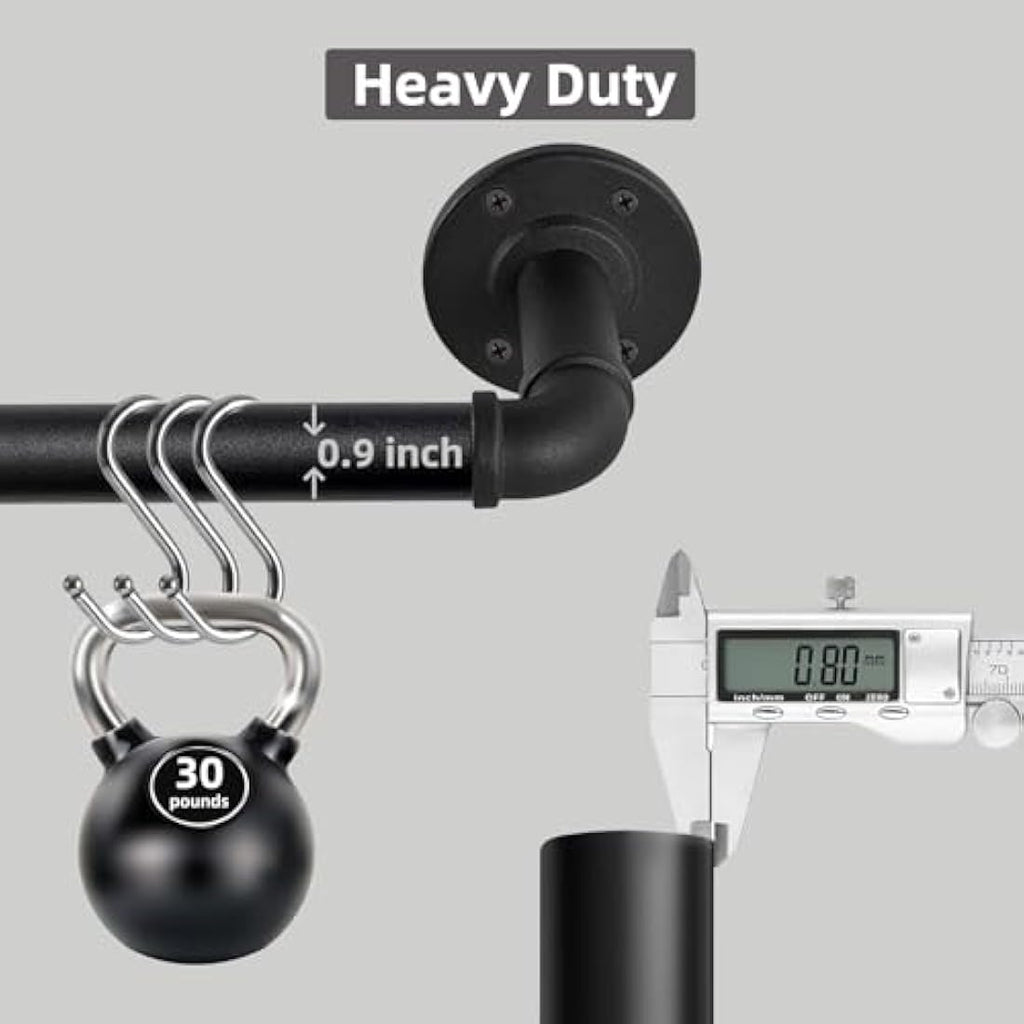 ZUOFENG Industrial Black Curtain Pole – Extendable 80–218cm Metal Rod