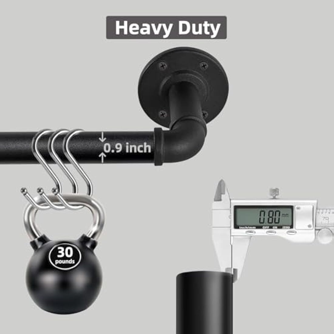 Jolof Store Industrial Black Curtain Pole – Heavy Duty Metal Rod 135-365cm