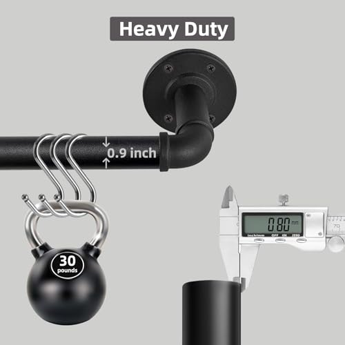 Industrial Black Curtain Pole – Heavy Duty Metal Rod 80-218cm