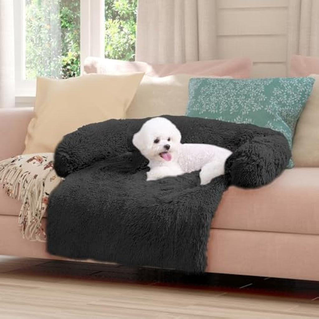 ANWA Plush Dog Sofa Bed Cover – Washable Non-Slip Furniture Protector
