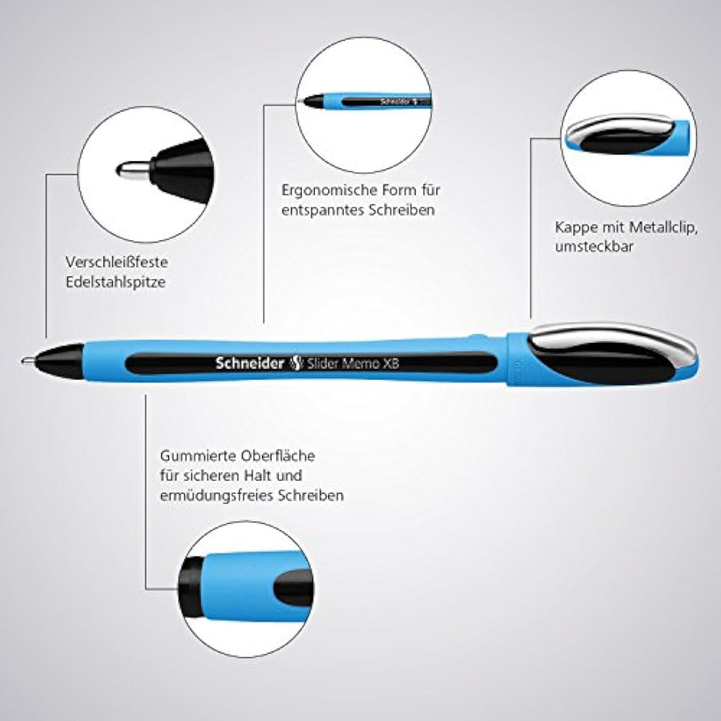 Schneider Slider Memo XB Ballpoint Pen - Orange Ink, Pack of 10