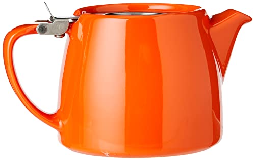 Forlife Stump Ceramic Teapot with Infuser, 18 oz, Carrot Orange